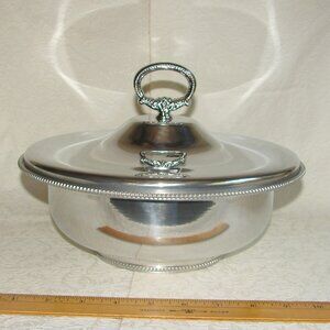 Vintage Mid Century Buenilum Aluminum 10" Covered Serving Dish, USA Made, MCM